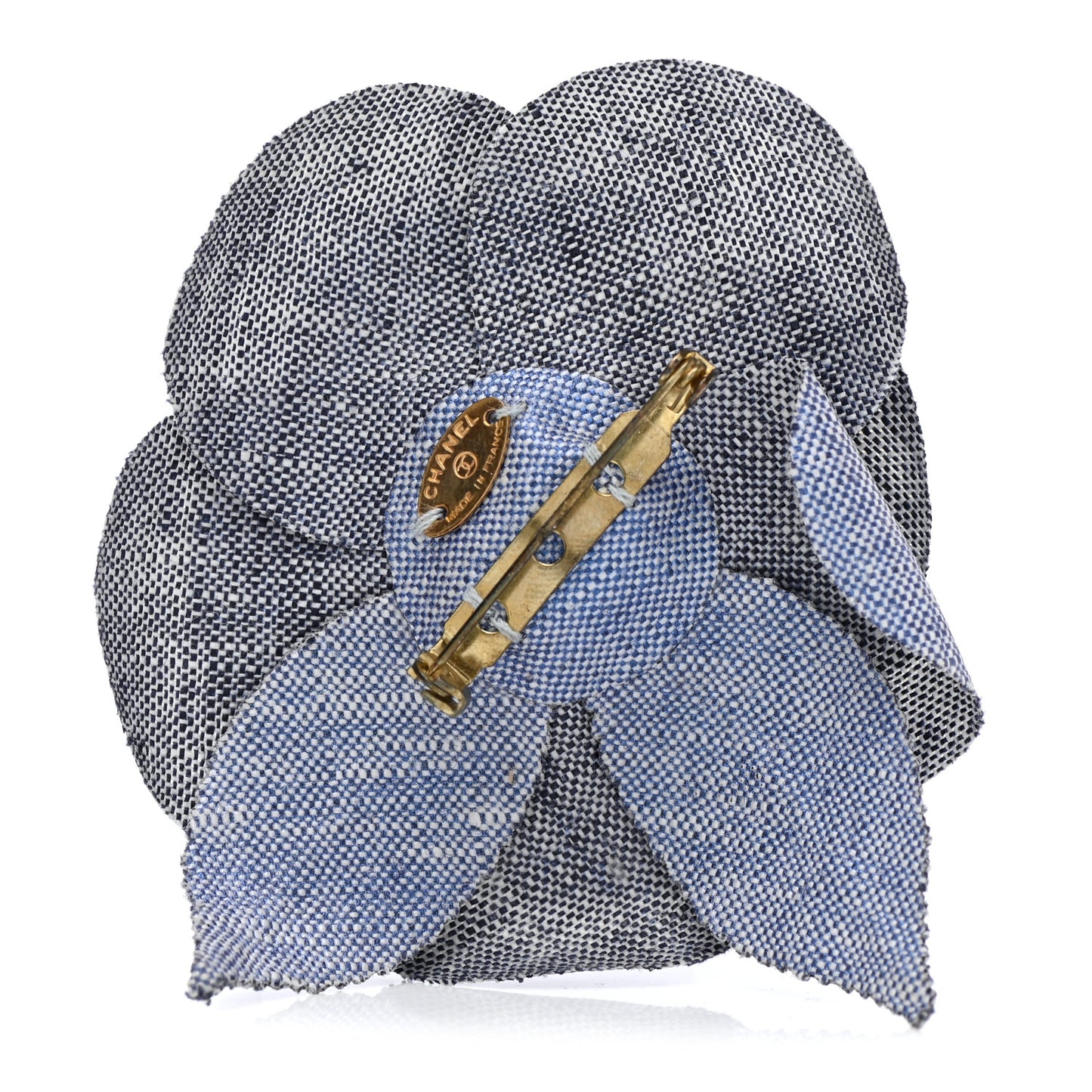 Linen Camellia Brooch Blue