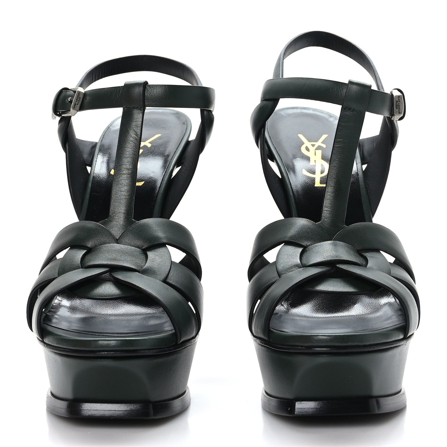 Saint Laurent Buffalo Tribute 105 Platform Sandals 37 Vert Fonce 2 of 8