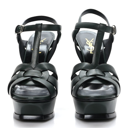 Saint Laurent Buffalo Tribute 105 Platform Sandals 37 Vert Fonce 2 of 8