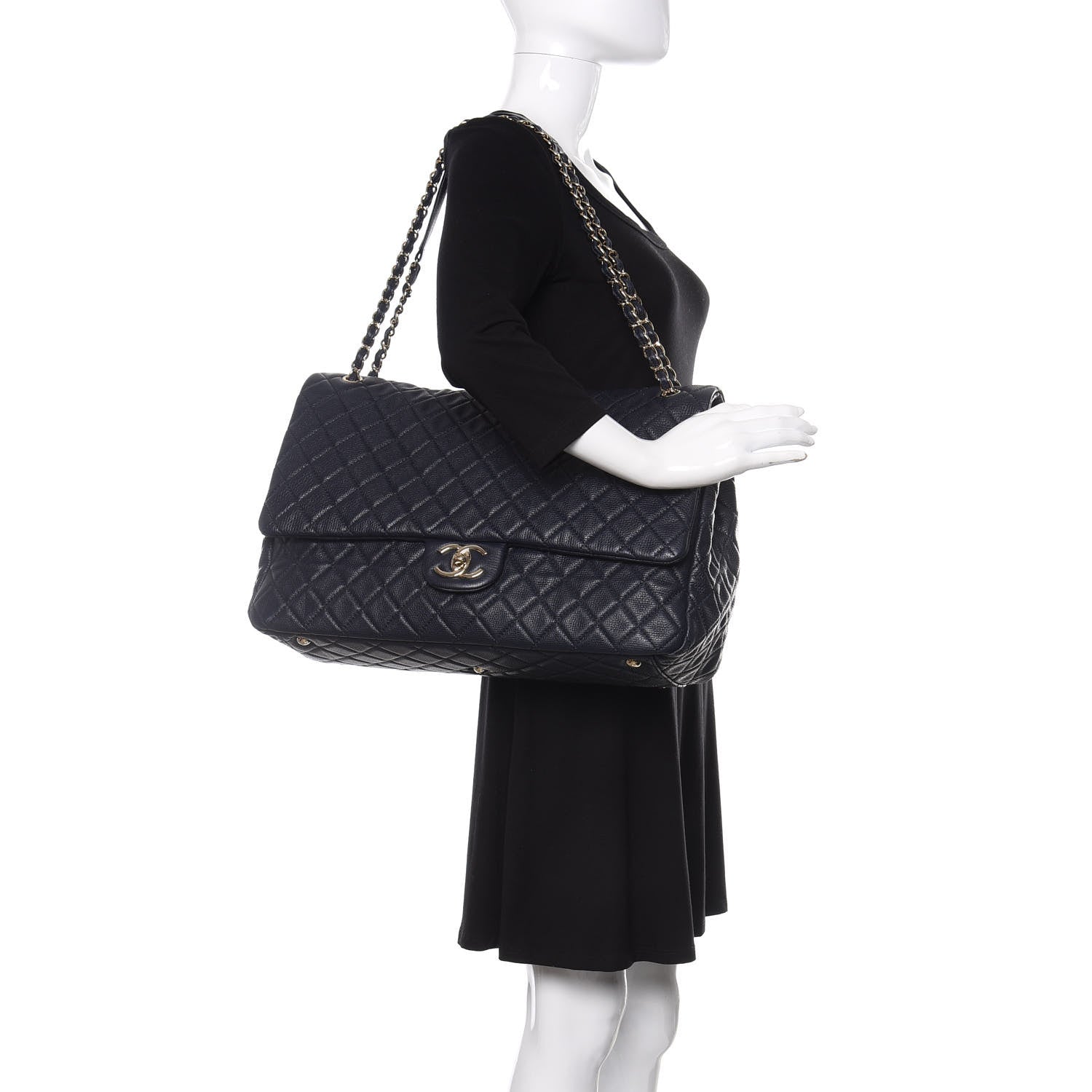Chanel Calfskin Quilted XXL Travel Flap Bag Navy 2 of 10