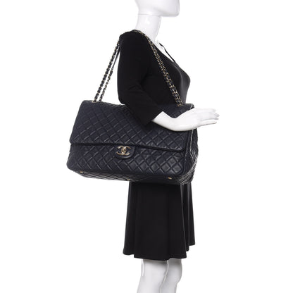 Chanel Calfskin Quilted XXL Travel Flap Bag Navy 2 of 10