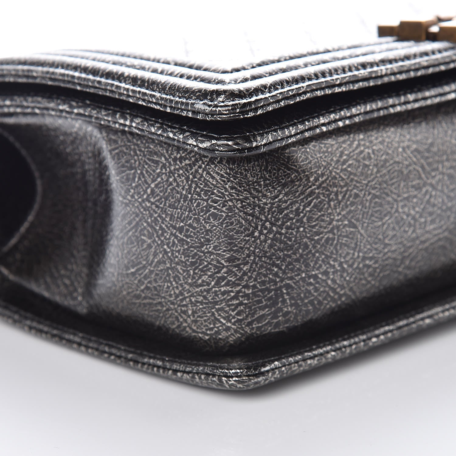 Chanel Cracked Metallic Calfskin Quilted Medium Boy Flap Dark Silver 8 of 9