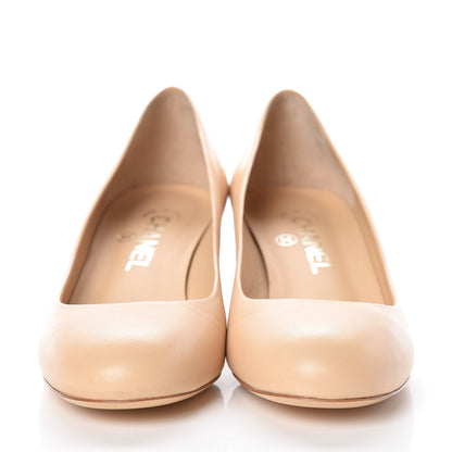 Chanel Lambskin CC Pumps 37 Beige 2 of 8