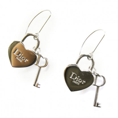 Christian Dior Trotter Romantique Heart Lock Earrings Silver 1 of 4