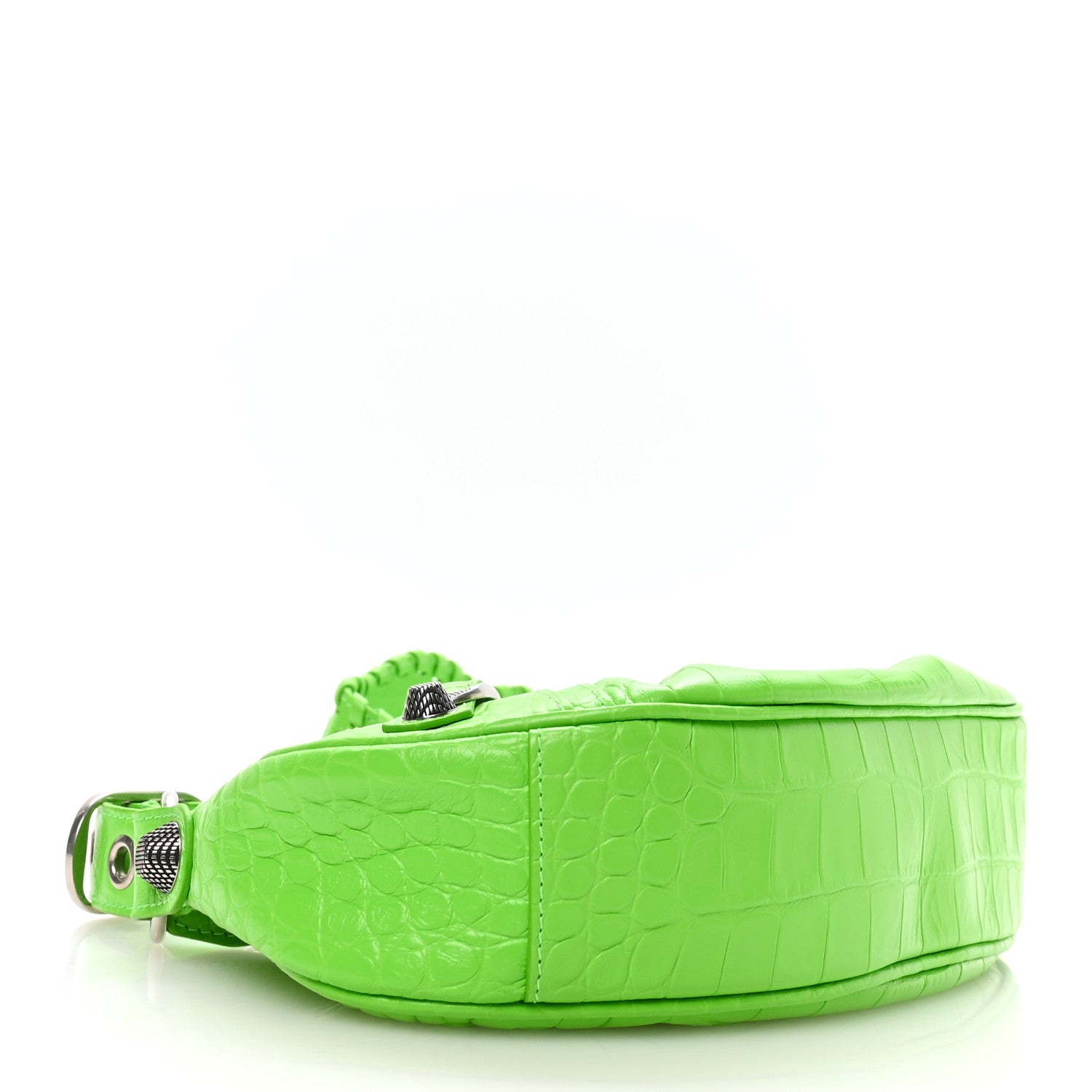 Balenciaga Extra Supple Calfskin Crocodile Embossed Le Cagole Shoulder Bag XS Acid Green 5 of 11