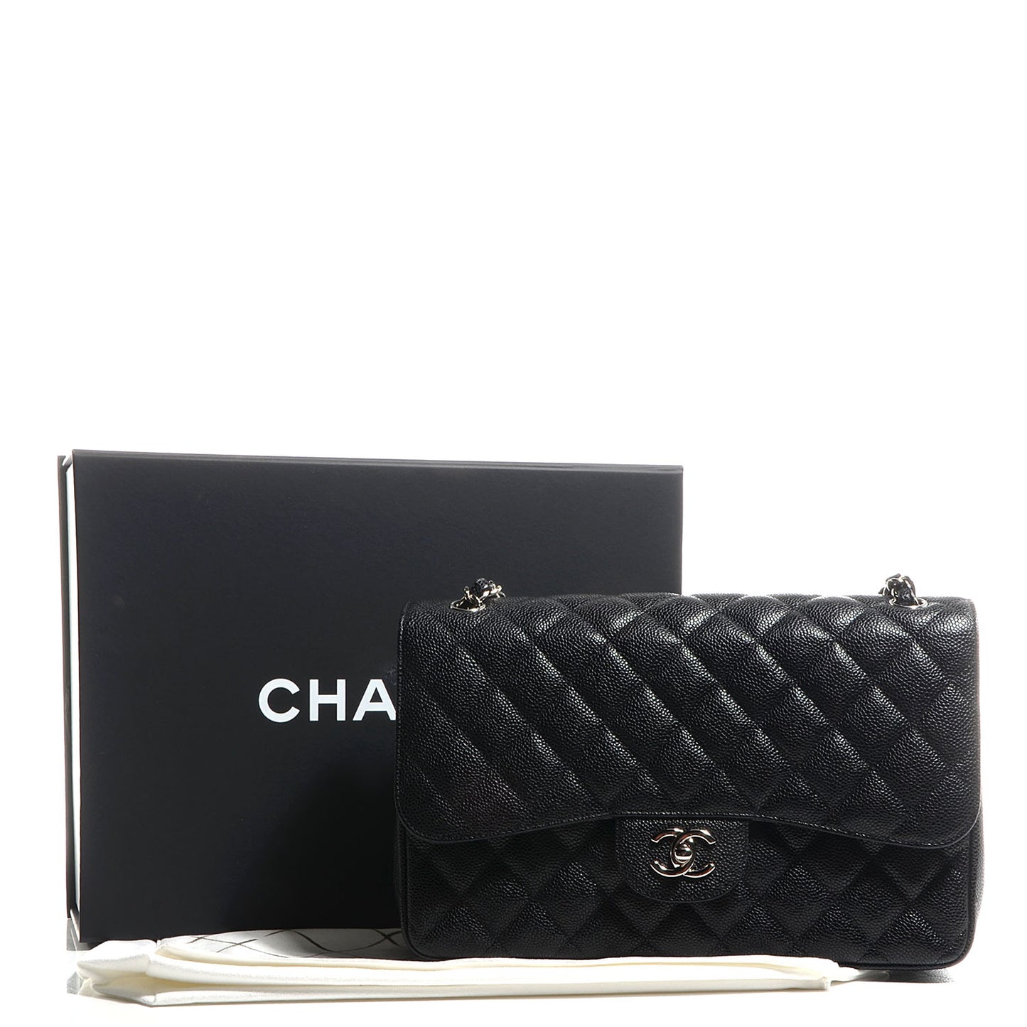Caviar Quilted Jumbo Double Flap Black