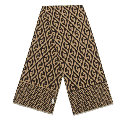 Gucci Wool Cotton Jacquard G Rhombus Scarf Beige Brown 2 of 4