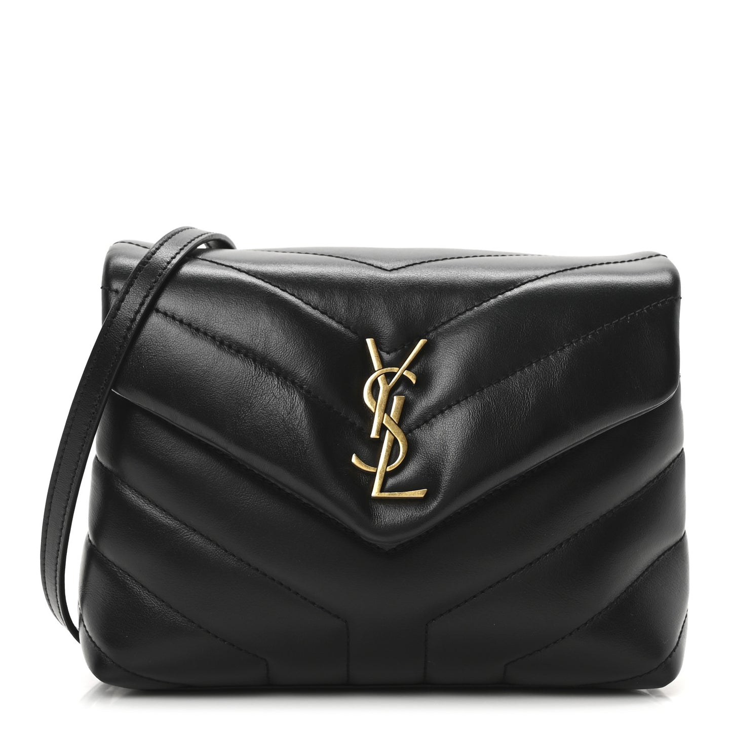Calfskin Y Quilted Monogram Toy Loulou Crossbody Bag Black