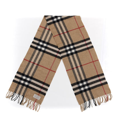 Burberry Cashmere Classic Check Fringe Scarf Camel 2 of 3