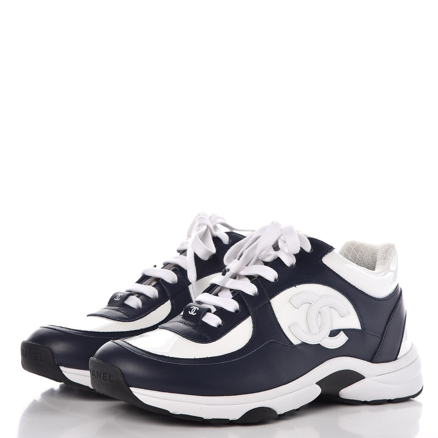 Patent Calfskin CC Sneakers 37.5 Navy White