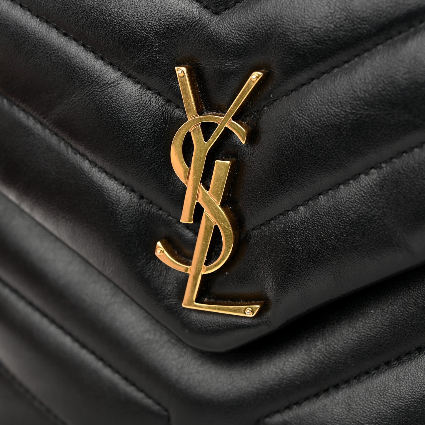 Calfskin Y Quilted Monogram Small Loulou Chain Satchel Black