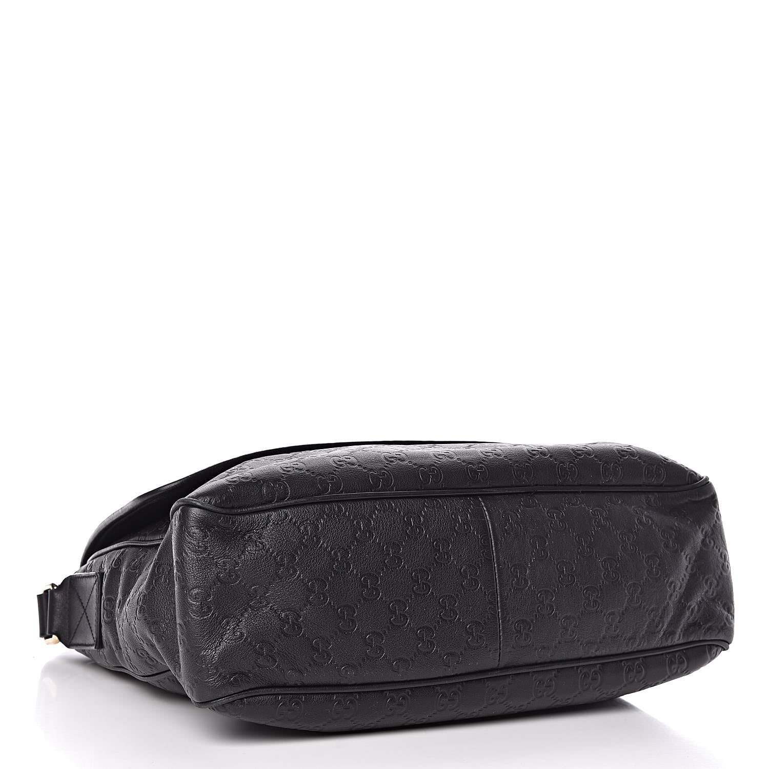 Gucci Guccissima Medium Flap Messenger Bag Black 4 of 12