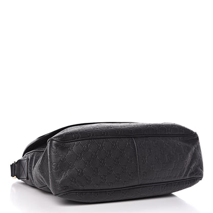 Gucci Guccissima Medium Flap Messenger Bag Black 4 of 12