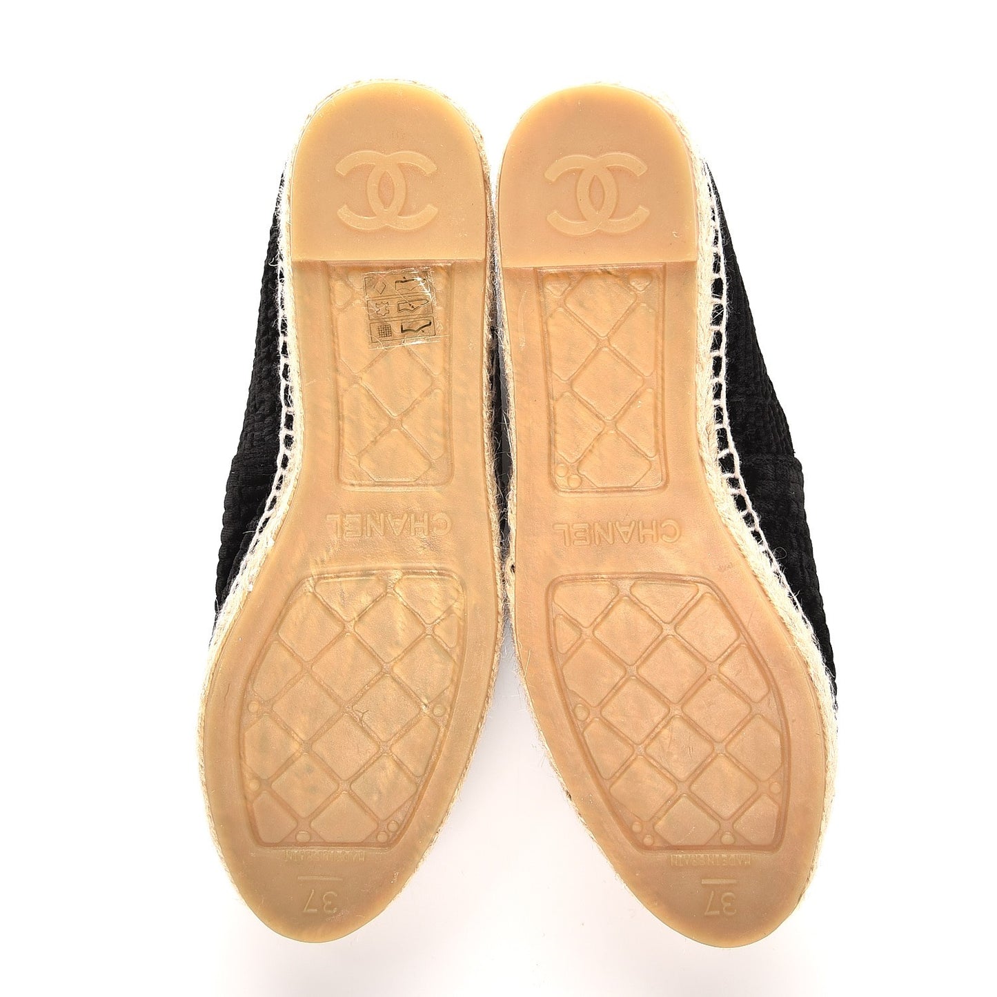 Velvet Grosgrain CC Espadrilles 37 Black