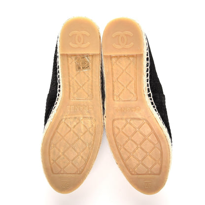 Chanel Velvet Grosgrain CC Espadrilles 37 Black 5 of 10