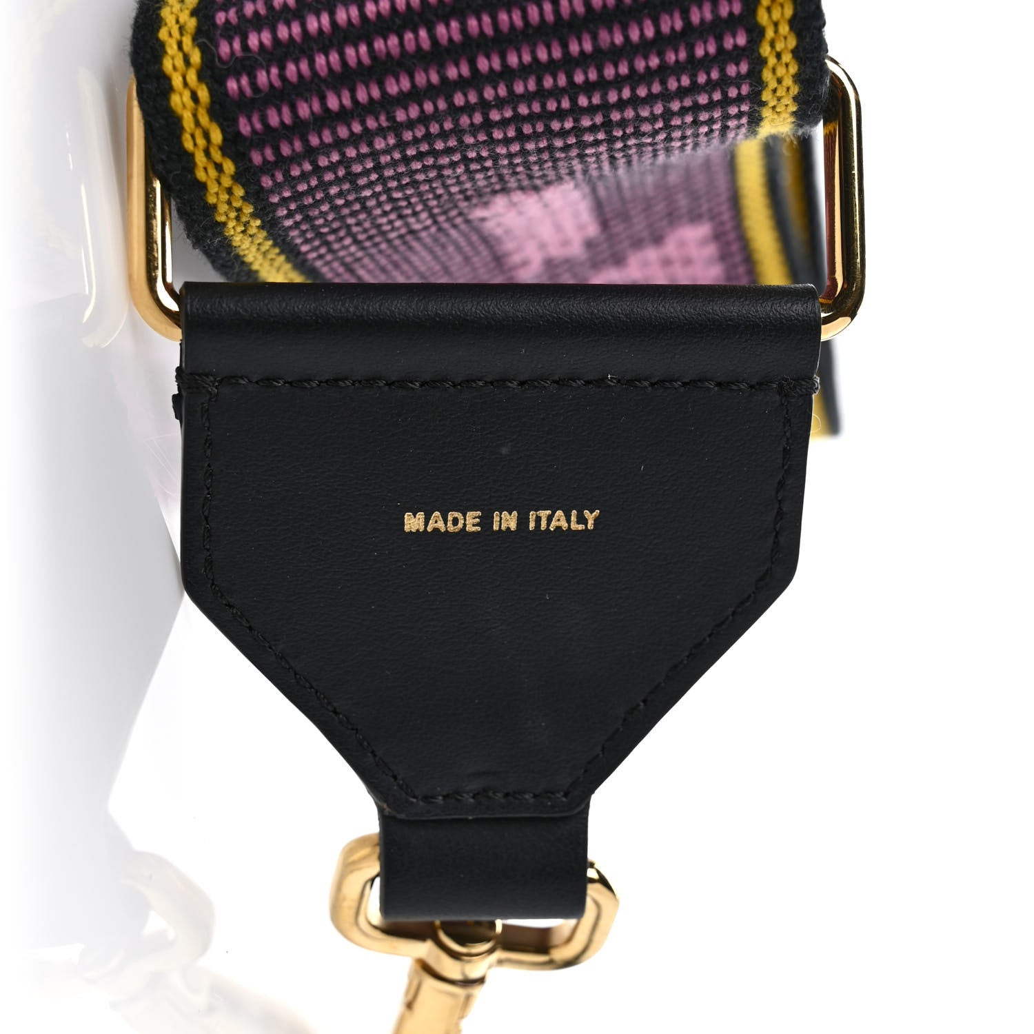 Fendi Cannete Ribbon Poly Vitello Century Logo Adjustable Strap You Lollipop Limon Black 4 of 5