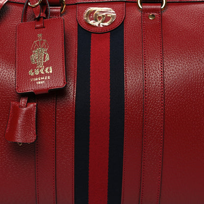 Gucci Textured Dollar Calfskin Web Medium Savoy Duffle Bag Red 7 of 11
