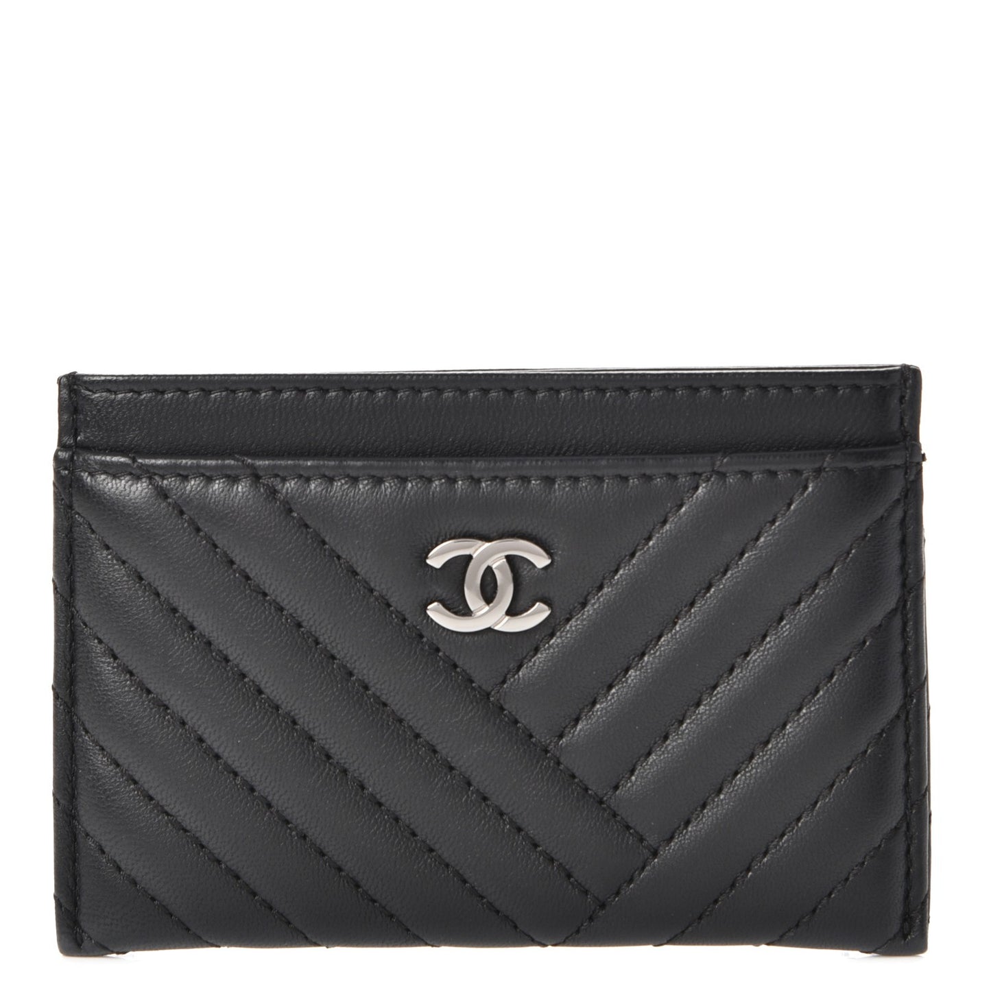 Lambskin Quilted CC Crossing Card Holder Black