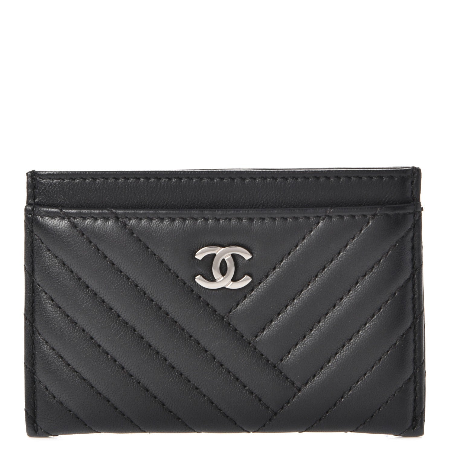 Chanel Lambskin Quilted CC Crossing Card Holder Black 1 of 9