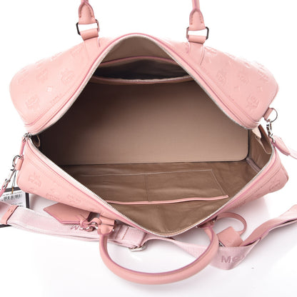 MCM Calfskin Ottomar Monogram Duffle Bag Pink 6 of 9