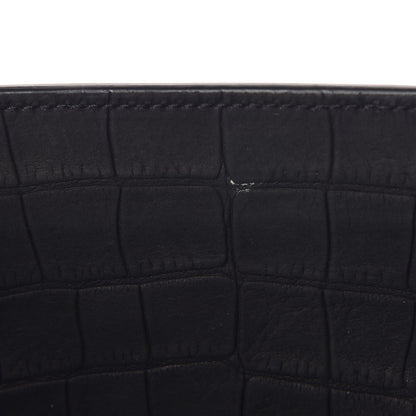 Saint Laurent Crocodile Embossed Suede Small Supple Sac de Jour Black 9 of 9