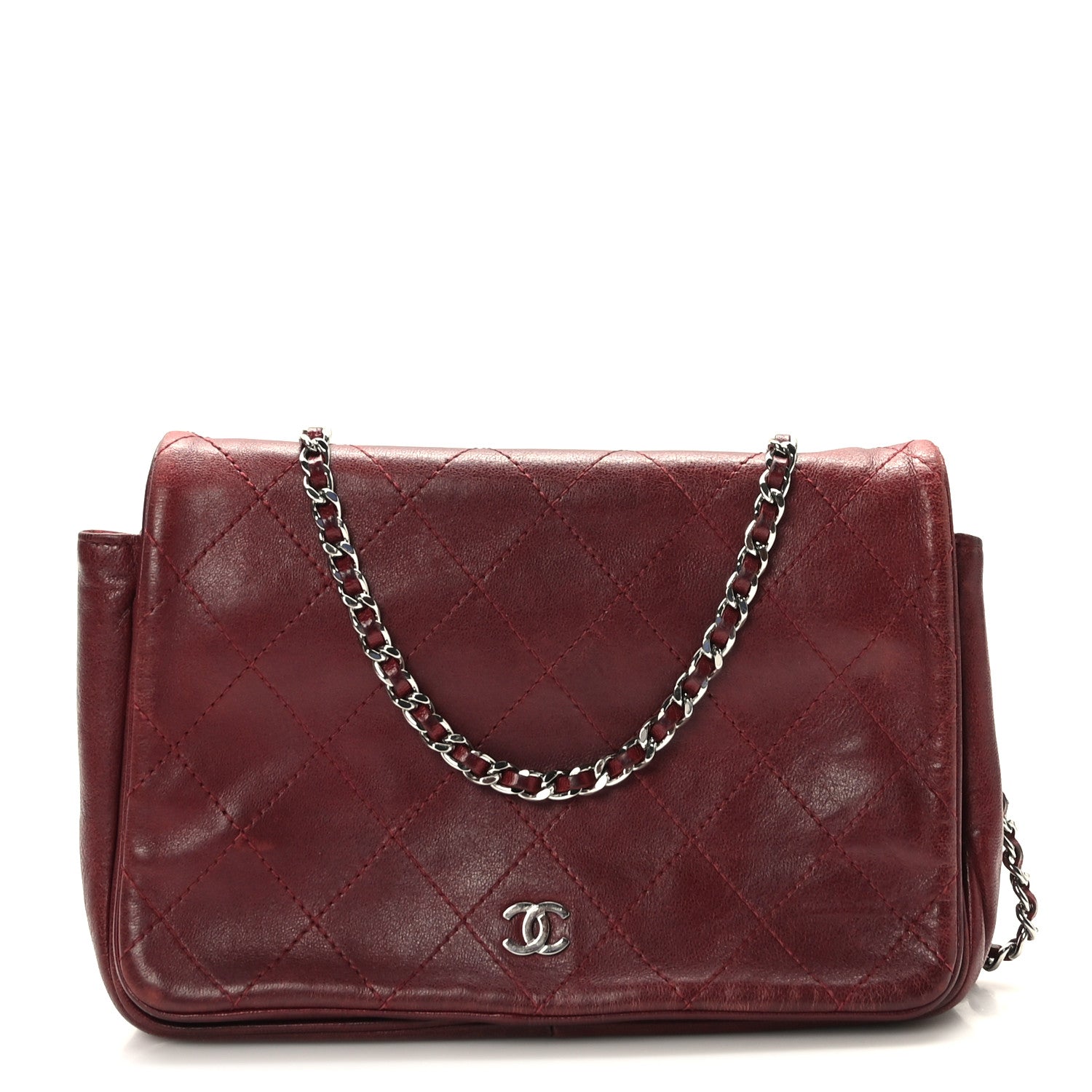 Chanel Calfskin Diamond Stitched Flap Red 1 of 11