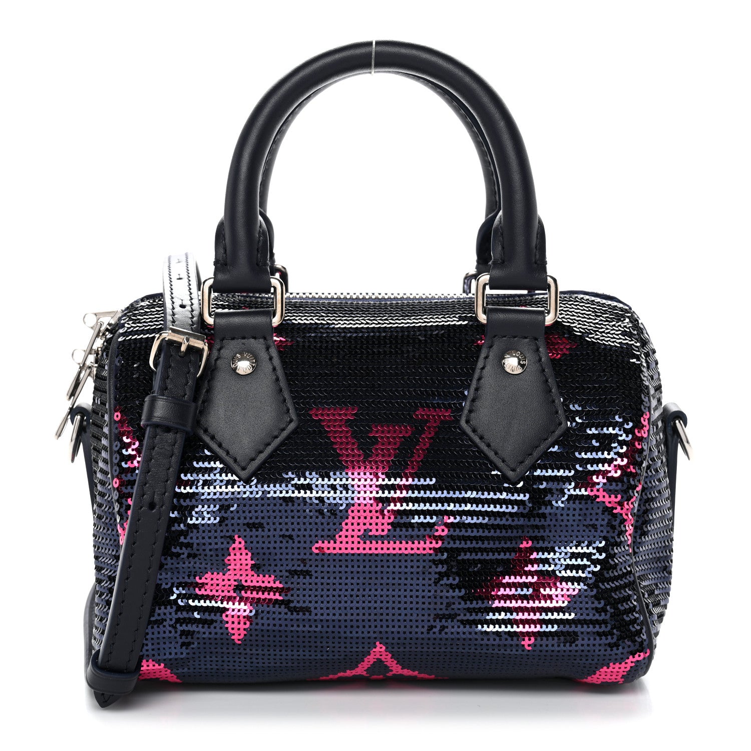 Louis Vuitton Giant Monogram Sequins Speedy Bandouliere 18 Navy Fuchsia 1 of 9