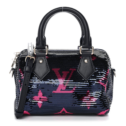 Louis Vuitton Giant Monogram Sequins Speedy Bandouliere 18 Navy Fuchsia 1 of 9