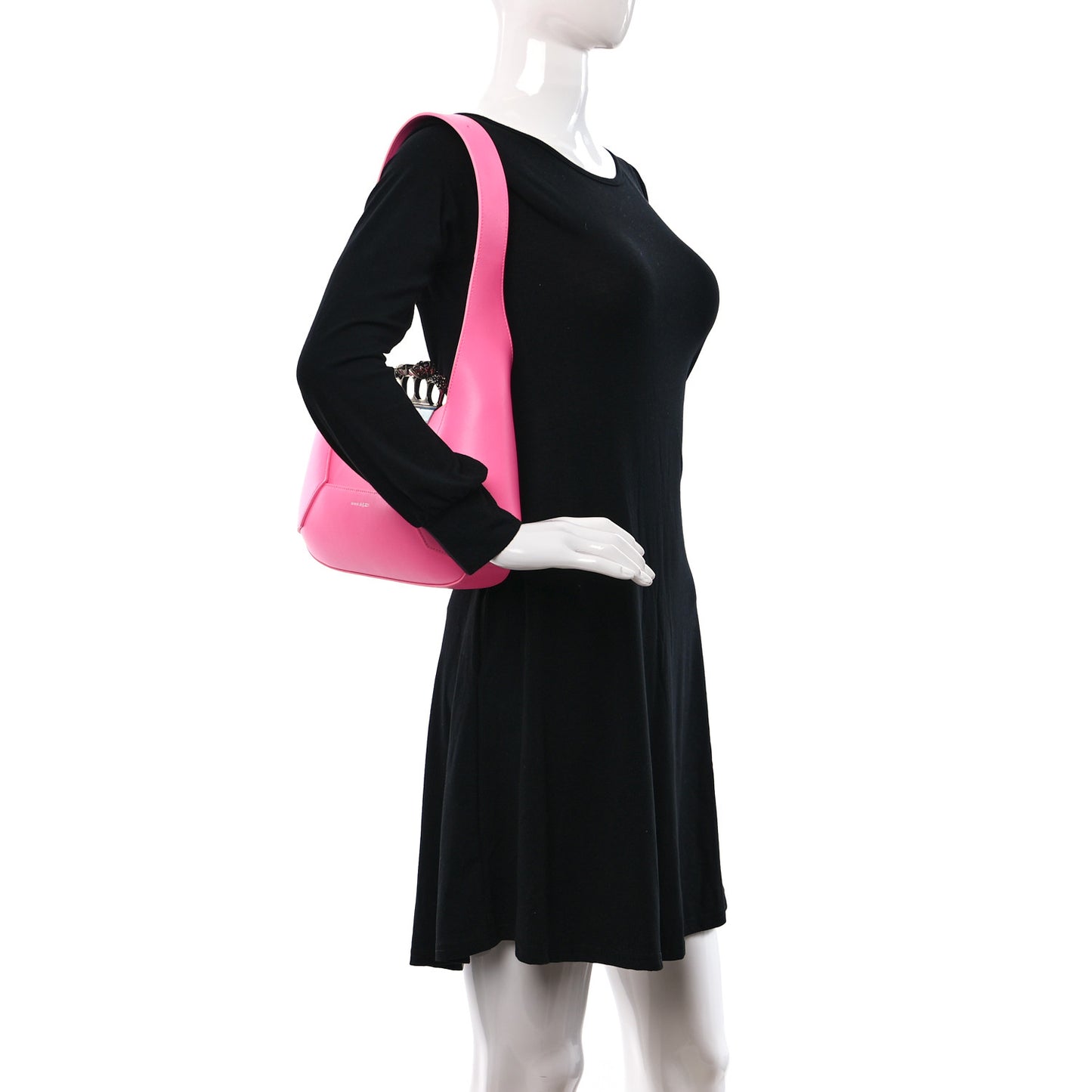 Smooth Calfskin Jeweled Hobo Bag Fluo Pink