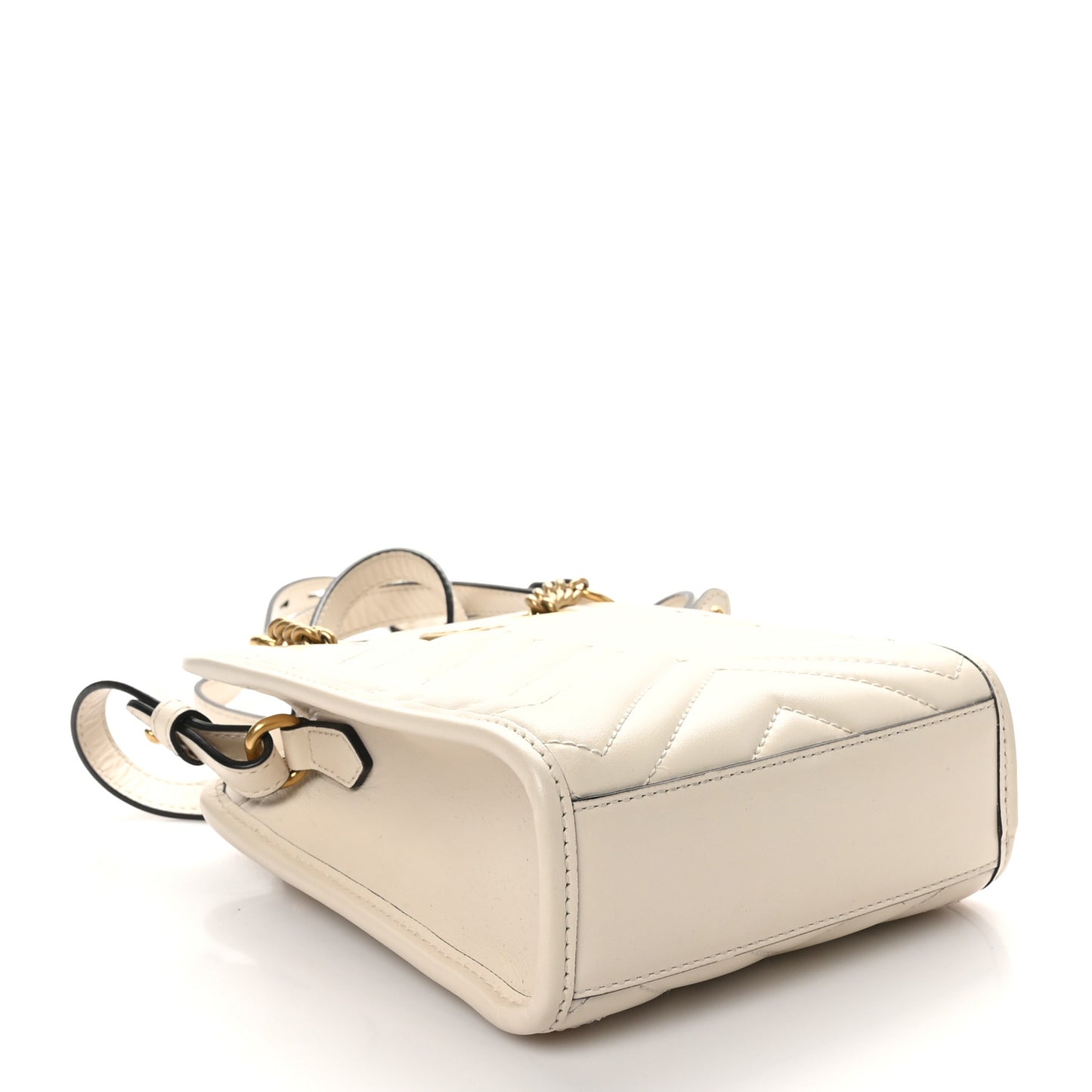 Calfskin Matelasse Chevron Mini GG Marmont Tote Mystic White