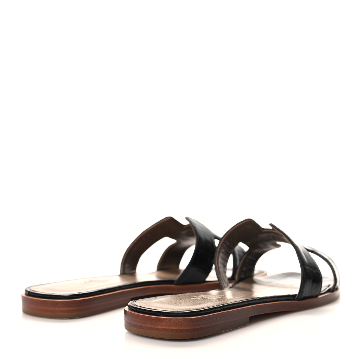Shiny Alligator Oran Sandals 36.5 Black
