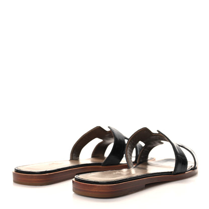 Hermes Shiny Alligator Oran Sandals 36.5 Black 4 of 9