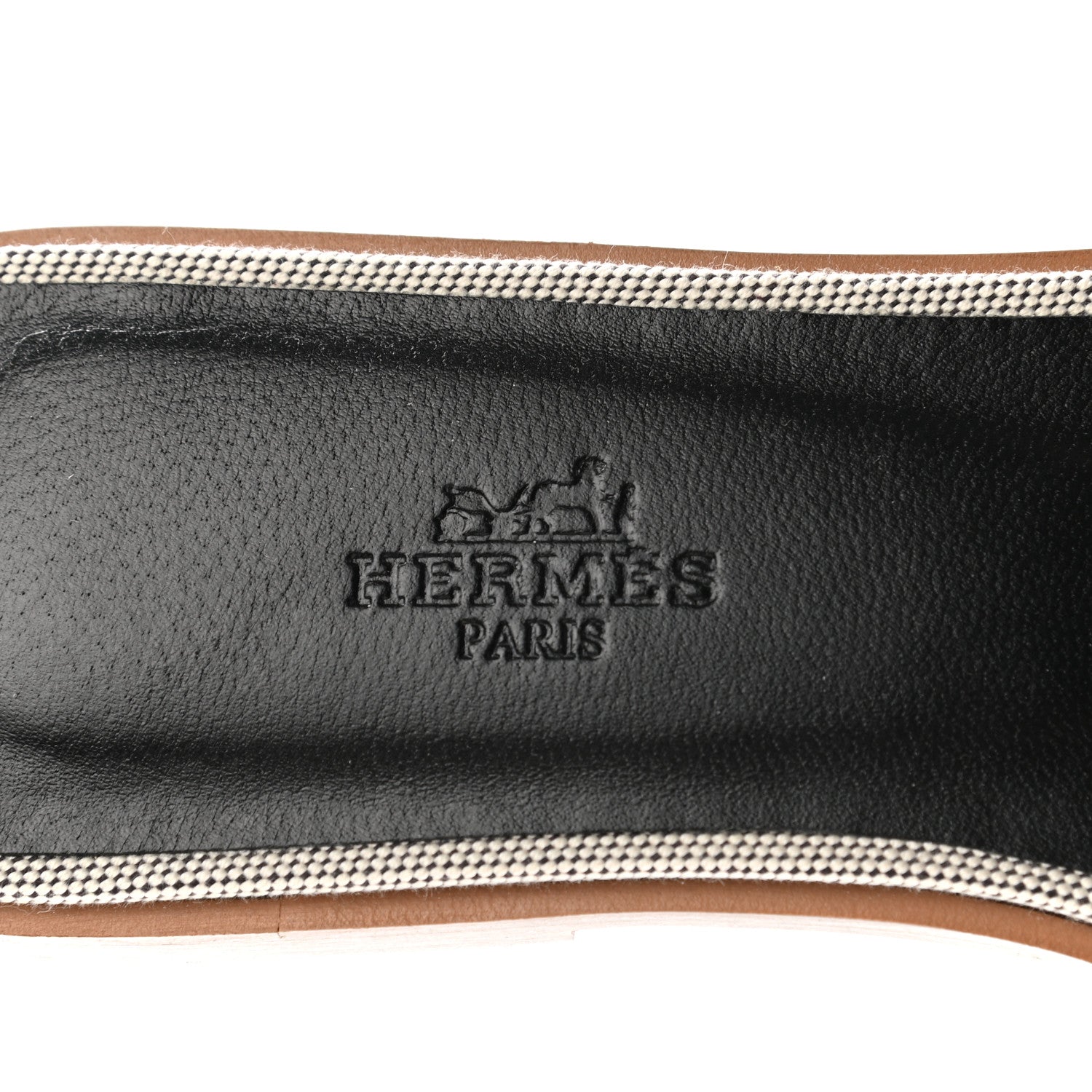Hermes Calfskin Canvas Oran Sandals 37 Black 7 of 9