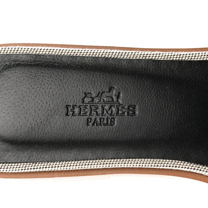 Hermes Calfskin Canvas Oran Sandals 37 Black 7 of 9