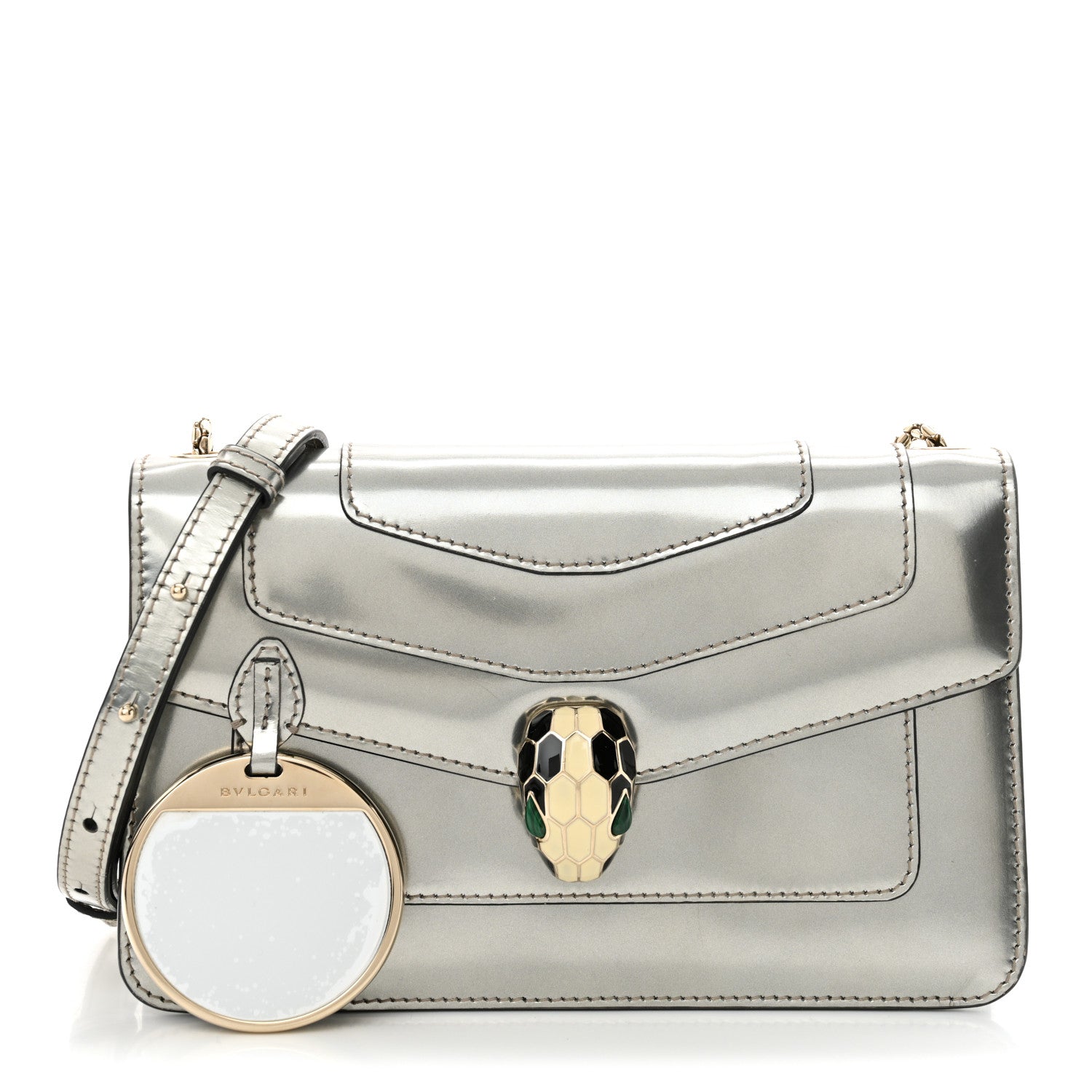 Bulgari Metallic Serpenti Forever Small Shoulder Bag Silver 3 of 11