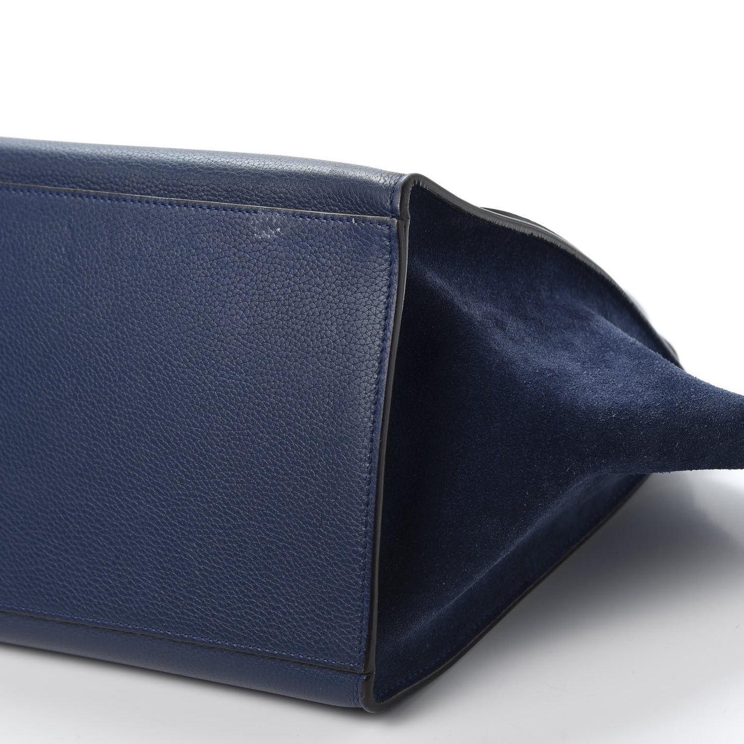 Drummed Calfskin Suede Medium Trapeze Navy