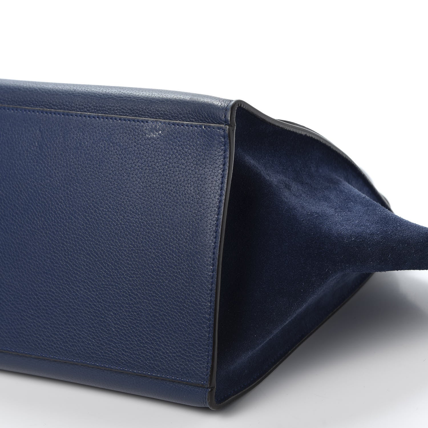 Celine Drummed Calfskin Suede Medium Trapeze Navy 6 of 8
