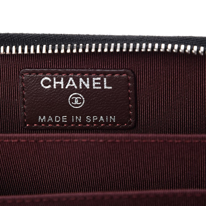 Chanel Lambskin Quilted Zip Around Coin Purse Wallet Black 5 of 8