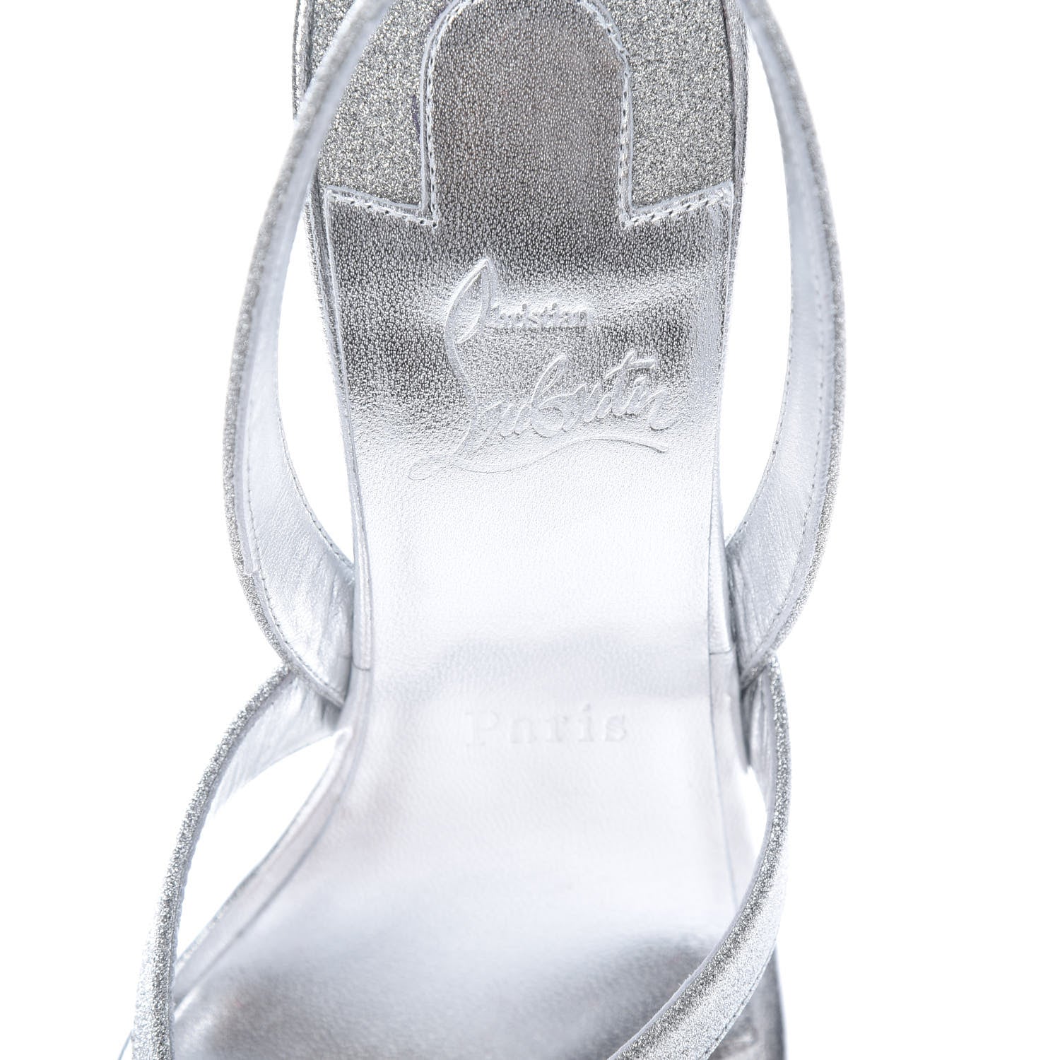 Christian Louboutin Glitter Calfskin Taralita 85 Thong Sandals 39 Silver 6 of 9