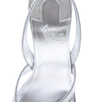 Christian Louboutin Glitter Calfskin Taralita 85 Thong Sandals 39 Silver 6 of 9