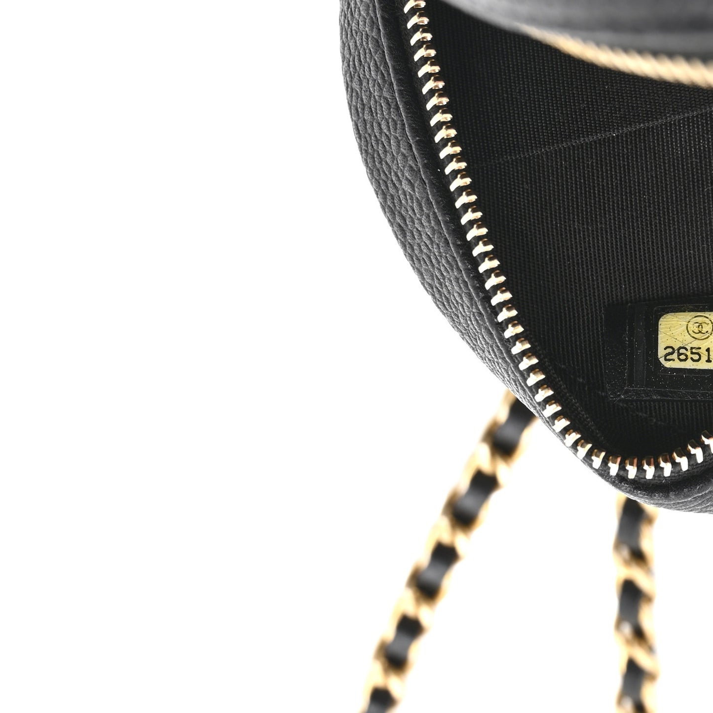 Caviar Quilted Round Filigree Crossbody Black