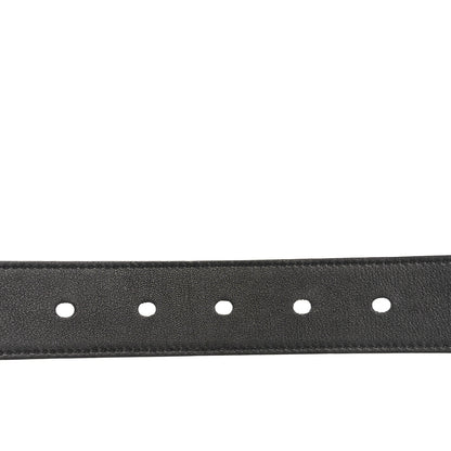 Saint Laurent Calfskin Crocodile Embossed Monogram Square Buckle Belt 75 30 Black 4 of 6