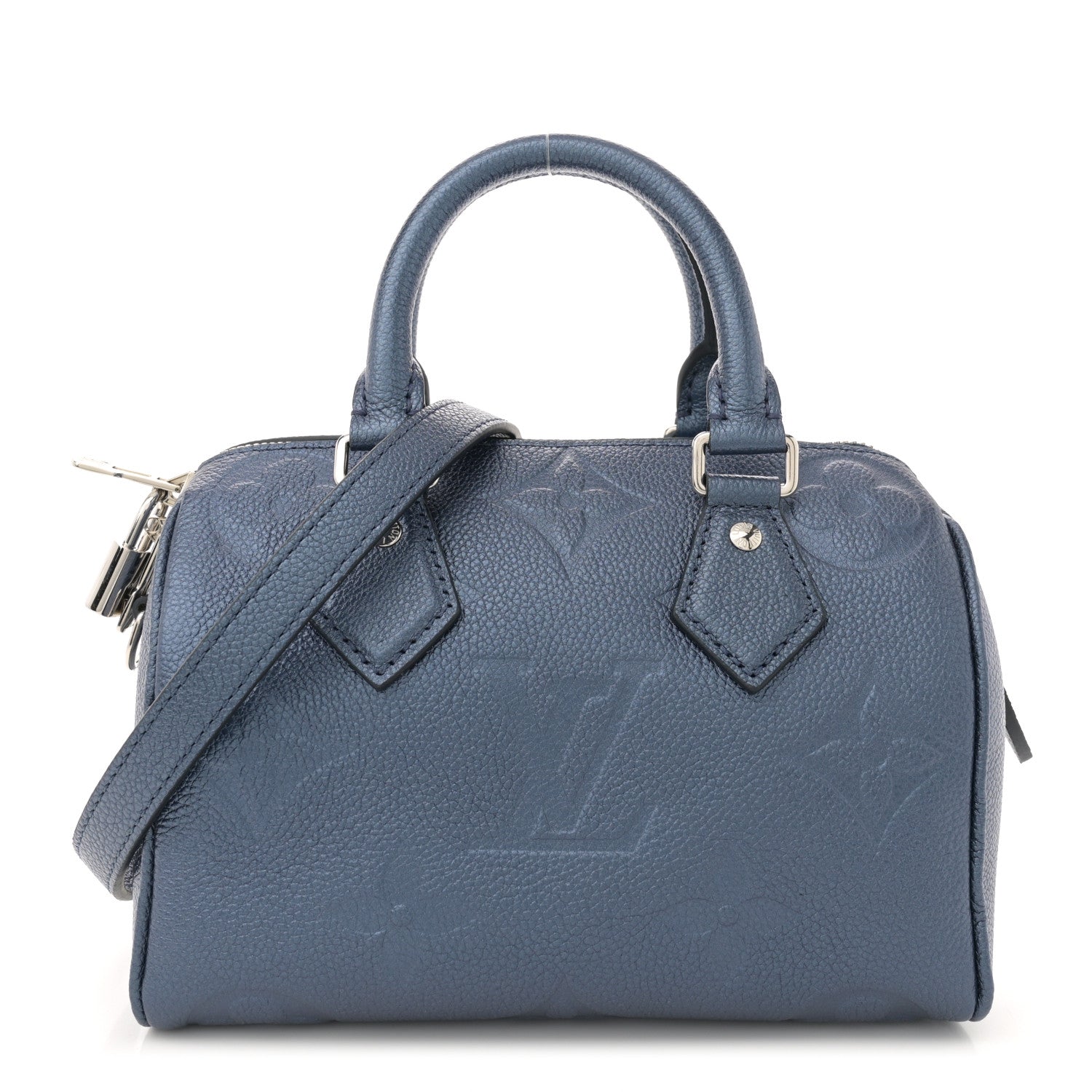 Louis Vuitton Metallic Empreinte Monogram Giant Speedy Bandouliere 20 Navy Nacre 1 of 9
