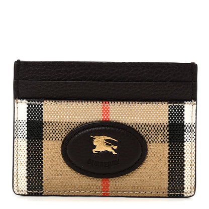 Burberry Grained Calfskin Jacquard Woven Vintage Check Highlands Card Case Sand 1 of 8