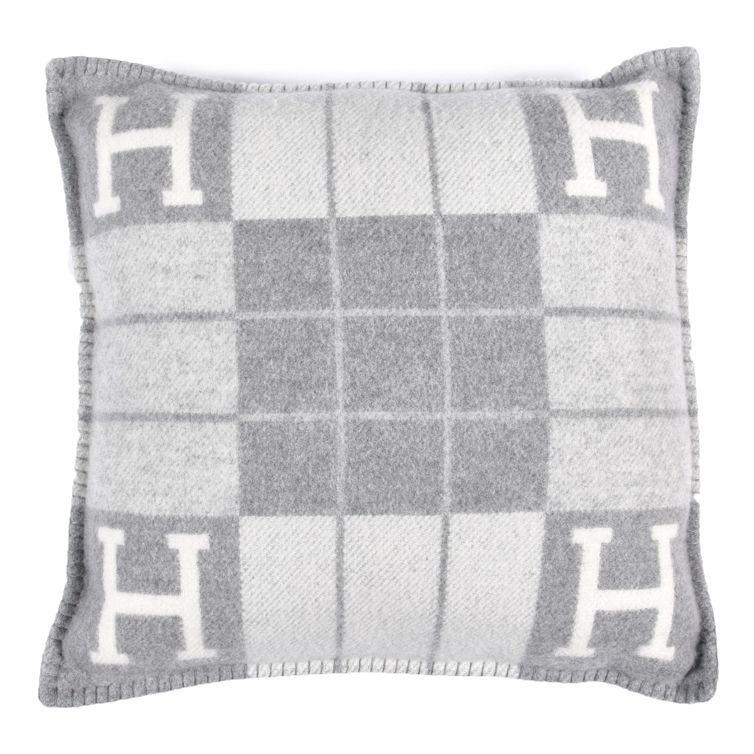 Hermes Wool Cashmere Avalon III Pillow PM Ecru Gris Clair 1 of 4
