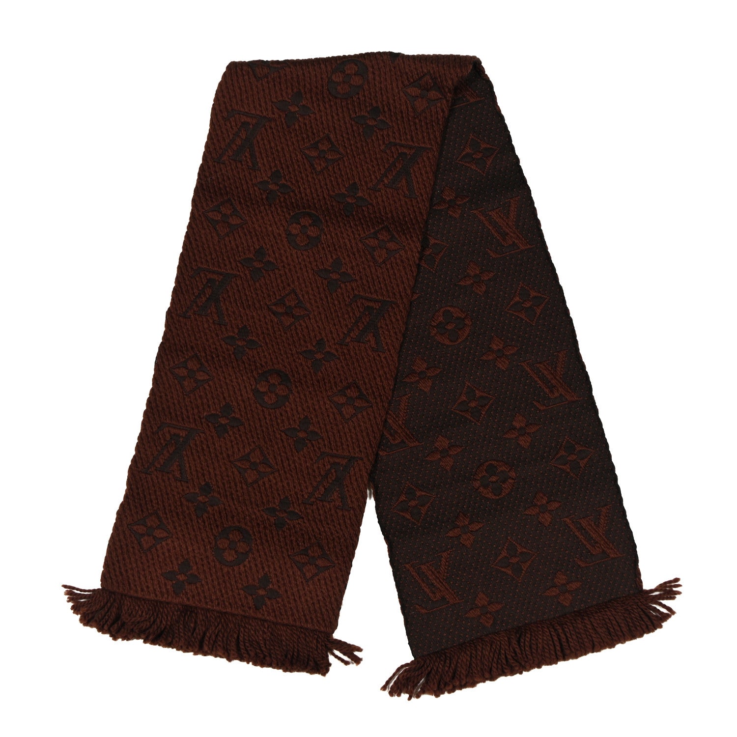 Louis Vuitton Wool Silk Logomania Scarf Brown 2 of 4