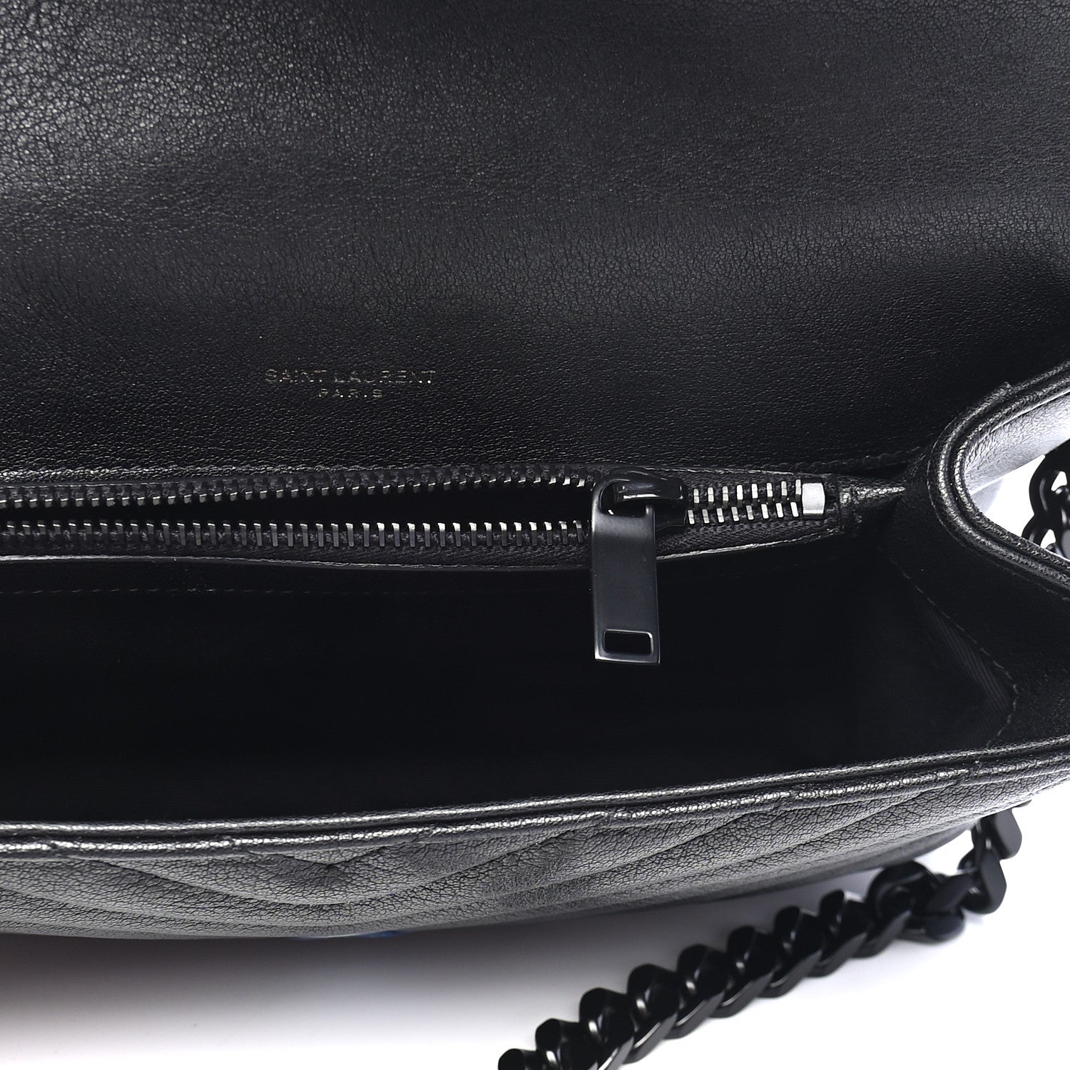 Saint Laurent Sheepskin Matelasse Chevron Monogram Monochrome Medium College Bag Black 5 of 9