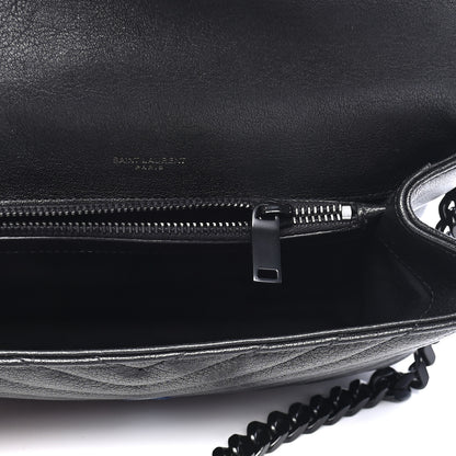 Saint Laurent Sheepskin Matelasse Chevron Monogram Monochrome Medium College Bag Black 5 of 9