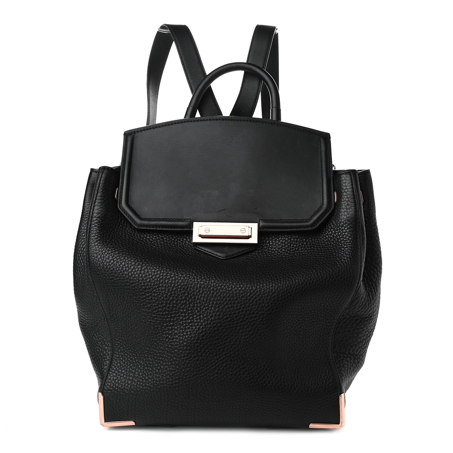 Pebbled Calfskin Prisma Skeletal Backpack Black Rose Gold Hardware