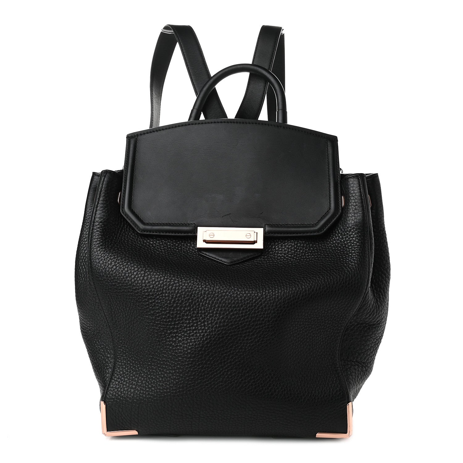 Alexander Wang Pebbled Calfskin Prisma Skeletal Backpack Black Rose Gold Hardware 1 of 7